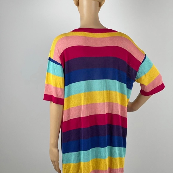 Multicolor Striped Colorblock Round Neck Tunic - Picture 7 of 8